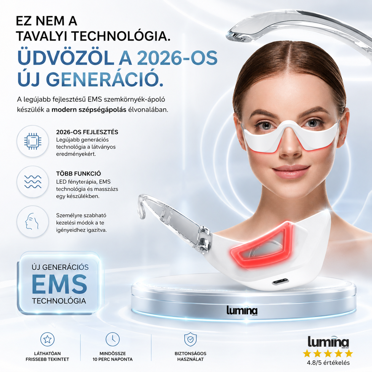 LUMINA™ SZEMKÖRNYÉK REGENERÁLÓ LED, EMS, MASSZÁZS KÉSZÜLÉK